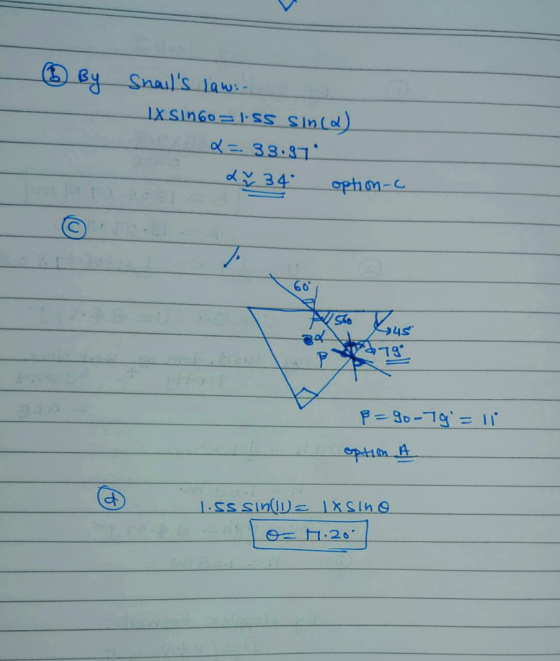 (By Snails law: dE 33.87 d 34 Phon-८ 60 एक् 5ue P-90-19=1L IXSIne 1.SS SS