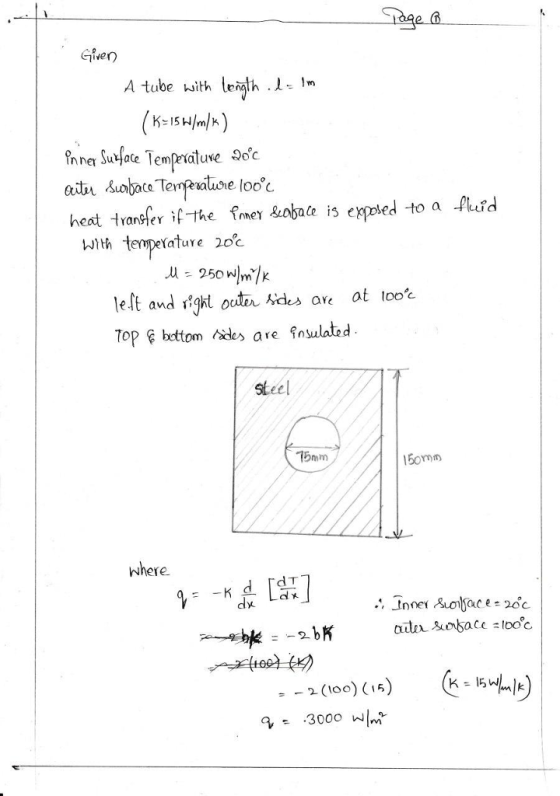 Given A tube with length m with tepetature 20d are at ooc Top bdttom des are fnsulated steel 15mm 5omm where. 「dT = _ 2 (too) ( 15