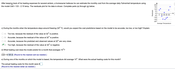 After keeping track of his heating expenses for several winters, a homeowner believes he can estimate the monthly cost from t
