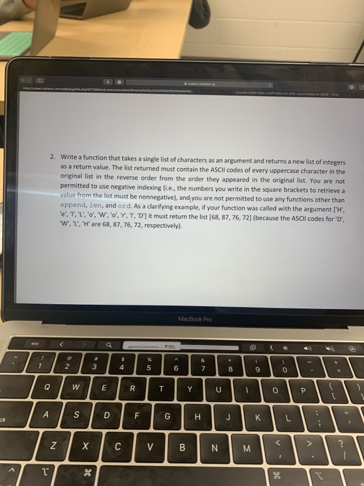 on.ca i.cmd med to u nunaown C eSA COwPA 20 or 2. Write a function that takes a single list of characters as argument and ret