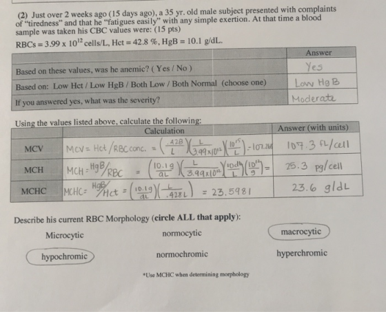 (2) Just over 2 weeks ago (15 days ago), a 35 yr. old male subject presented with complaints tiredness and that he fatigues