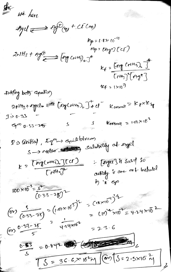 shmi We hare Agd. Agic t.cí lan) kup = 1:87-1600 2NH3 + espa Eage] [er) Ago [ng (NH) e* Kf Eng Critz) z TNH] [Agt Of 2 14107