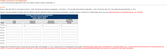 Problem 14-05 (Part Level Submission) In each of the following independent cases, the company closes its books on December 31