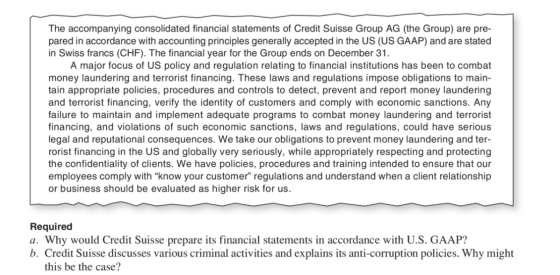 The accompanying consolidated financial statements of Credit Suisse Group AG (the Group) are pre- pared in accordance with ac