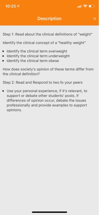 10:25 Description Step 1: Read about the clinical definitions of weight Identify the clinical concept of a healthy weight