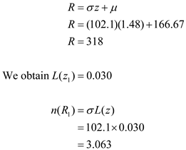 R=oz+u R=(102.1)(1.48)+166.67 R=318 We obtain L(z) = 0.030 n(R)= L(2) = 102.1x0.030 = 3.063