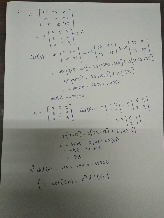 k-1 40 25 10 30 S 20 L15 3545 5 30 20 det (K) uo 5 20s 35 45 15 4S 15 35 yo 1225-100]一2511350-300]+lo[1050-75 = -1qooo -26 2
