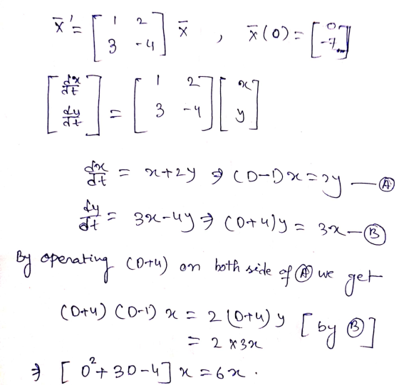 х. — 1x x (0) - 3 - 4 -:) у तर 3 - 4 کا ак d-t = +29 9 сo-px??] — ® 3-чу СОтч) 9 - 3х. dy ( de В on both side of we get ( Dr