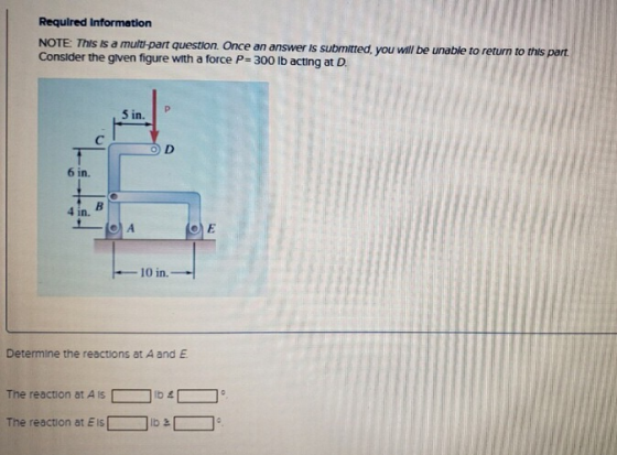 Required Information NOTE: This is a multi-part question. Once an answer is submitted, you will be unable to return to this p