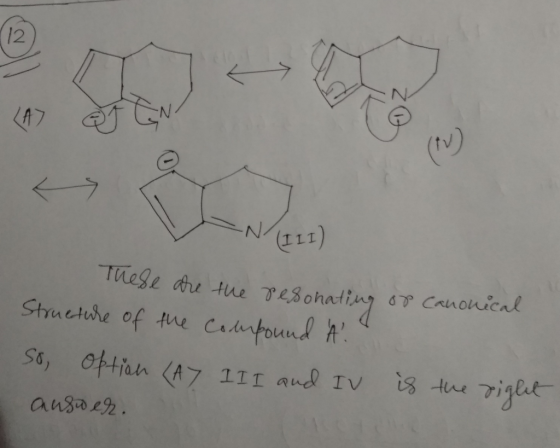 These are the resonating op canonical Structure of the compound A. Iso Optian (A7 III and IV is the right Ou30 с.