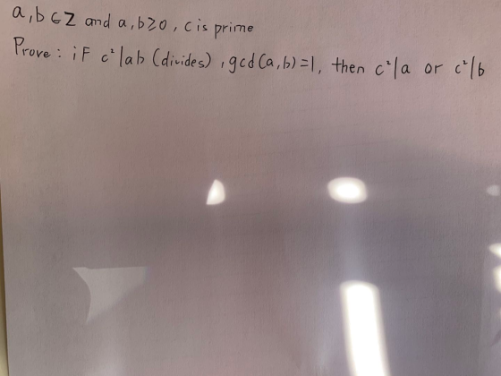 a, b EZ and a bo, cis prime Prove: if c²lab (divides), ged (a, b) =1, then cela or (²/6