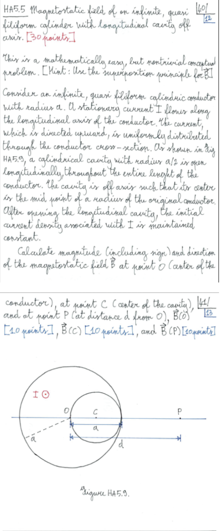 This is a easy, HA5.5 Magnetostatic field of on infinite, quasi filiform colinder with longitudinal cavity off axis. [30 poin