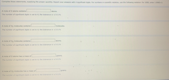 Complete these statements, supplying the proper quantity Report your answers with 4 significant digits. For numbers in scena