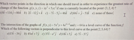 Which vector points in the direction in which one should travel in order to experience the greatest rate of change of the fun