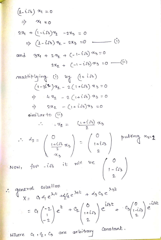 (1-253) 24 = 0 224 + (1-13) -223 - 0 = (1 - iss) My - 2x3 =0 ث and 34 + 2xy + (-1-13) 3 = 0 222 + (-1-253) zz =0 4 % multiply
