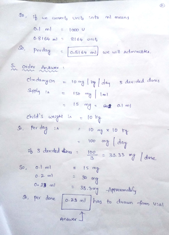 So 0.8164 m64 unt se cln damyato ma da duided dosc I ml childs weight i So, per dag ; o le loo m So, o. IS o. 2 m) 30 om 0.2