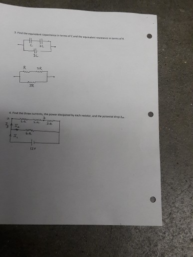 4, Find the three caments, che power dissipated by eaxch reuistow, and the patential Erop