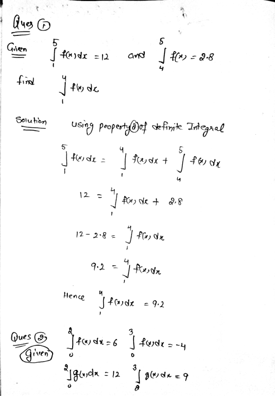 Ques ☺ 5 5 Griren fudr = 12 and f(u) = 8-8 teised I fan de find Solution 5 j f(xdx = using poopeoty@of definite Integral | Ra