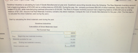 Goodrow Industries is calculating its Cost of Goods Manufactured at year-end. Goodrows accounting records show the following