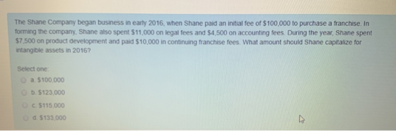 The Shane Company began business in early 2016, when Shane paid an initial fee of $100,000 to purchase a franchise. In formin