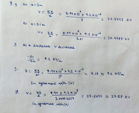 At え-3m V 8.19× 10 x 4.2メ10 27.5693 KV At 3.1 m -6 g.49 x10 X .2 XID 二人 こ 27.477チKV 3.01 AS nceases V decreases ームv 7.2 KV/m