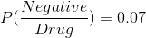 P(\frac{Negative}{Drug}) = 0.07