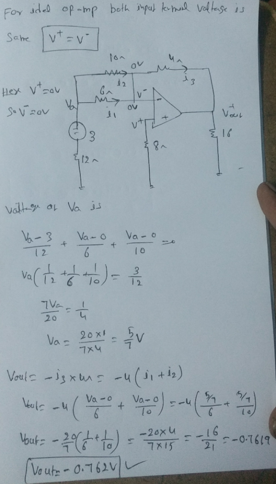 both input krmaal voltage is For ided op amp Same lutav un ДАМ an IU Hex vtov sovrov Val my OV vaur { 16 {12~ vantage of Va i