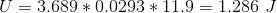 U = 3.689 * 0.0293 * 11.9 = 1.286 )