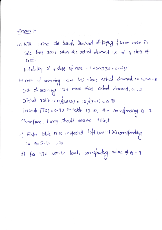 60 ov more ir) (ak fee acn hen the actuol dewond iR of 4 slot ore b) cost of aesevving i slot les than achual dewand. eu -22P