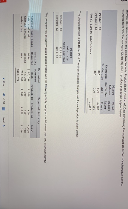 3 SMavery, Inc., manufactures and sells two products: Product E1 and Product A7. Data concerning the expected production of e