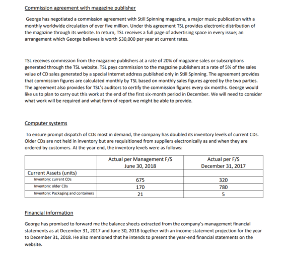 Commission agreement with magazine publisher George has negotiated a commission agreement with Still Spinning magazine, a maj