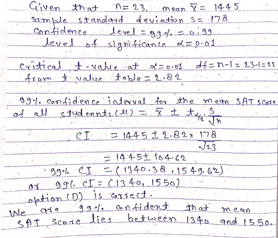 Given that na 23 mean = 14.45 sample standard deviation s= 178 Confidence level = ggf = 0.gg level of significance of signifi