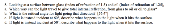 Looking at a surface between glass (index of refra