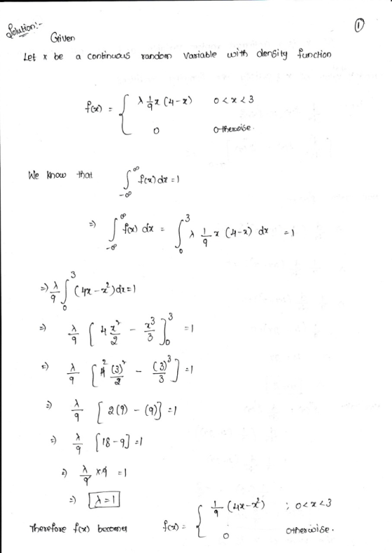 uHon Gven let x be a continous randon Vastable uǐth density function cp