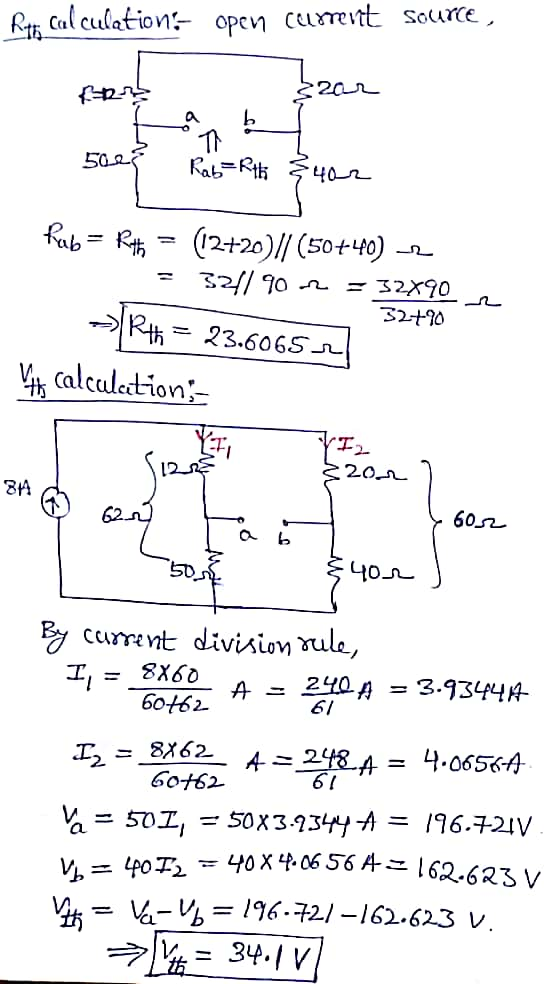 Cl culation ope cet soure (9必 Vi calculec-ion ЗА 60-2 SD current division rule, 60162