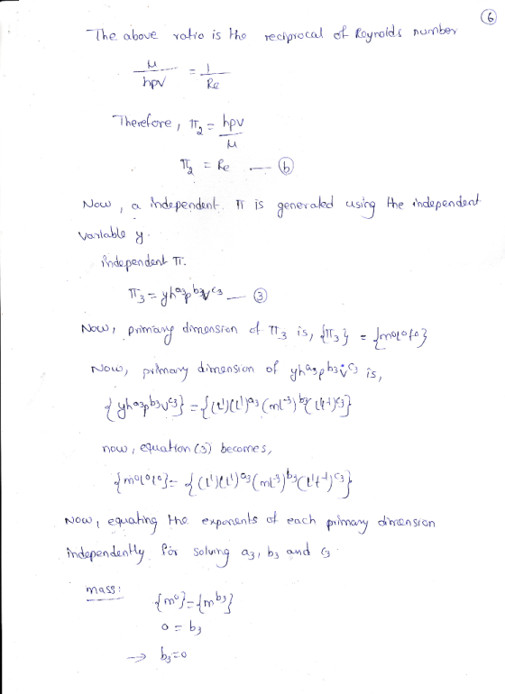 The above ratio is the rechbrocal of Reynolds number hyper Therefore, Itaa hev The = Re - Now , a independent. I is generakd