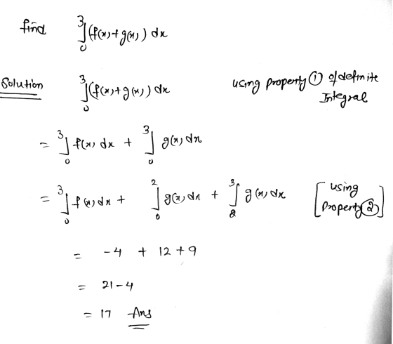 fine 3461+ 30 ) de Solution 3 3 JCf(x)+7(9) dx using property of definite Integral i for de + | 36, 4 Jfwy dx + jagayan + g g