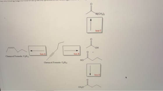 wy N(CH2 box C ОН box A box B Chemical Formula Cha HO Chemical Formula CHIO box D CH,0