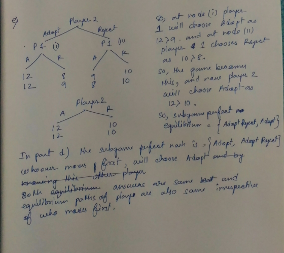 Plaryer 2 at ro de li) player 1 will choose daptas Adapt Peect 12 29. and at nodo () player 4 1 chooses Pepet 1028 P4 O A as
