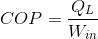 COP = \frac{Q_L}{W_{in}}
