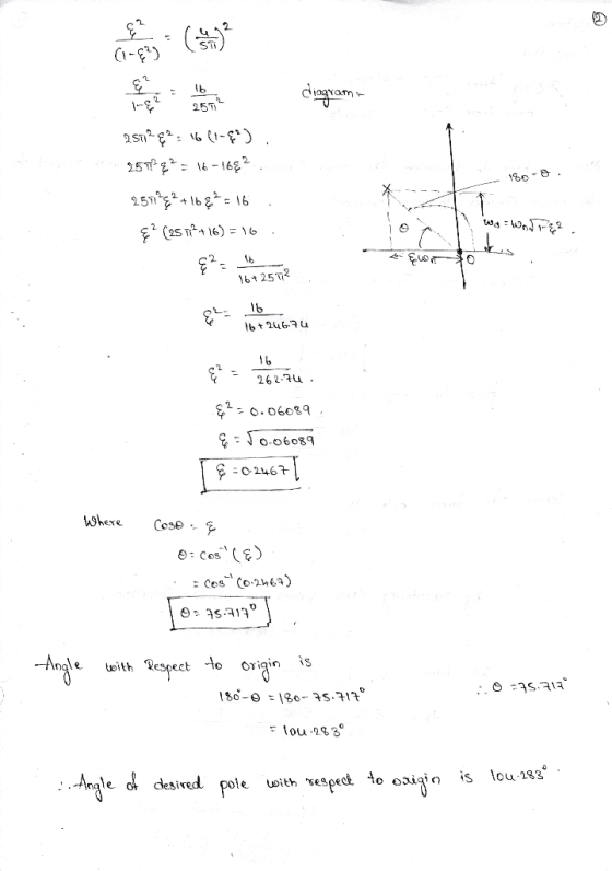 lb 25 : 16-162 516 6) 2 16 25T 2623u o.o6o89 where Cose) .. -Anale twith V Angle desired pote eith espect o