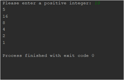 positive integer: 10 Please enter a 16 2 1 Process fini shed with exit code o LC