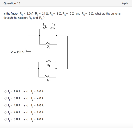 In the figure, R1 = 8.0 ohm, R_2 = 24 ohm, R3 = 3