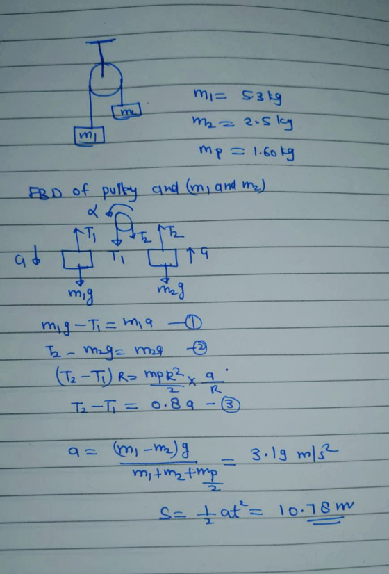 m mp-1.60 kg BD of pulky qnd (miand m) TJ 19 mg-Tim9 Th-mge m9 (T-T) R mpR T2-T O.89 9 m-m 3.19 m SeLat= 1o.18 m