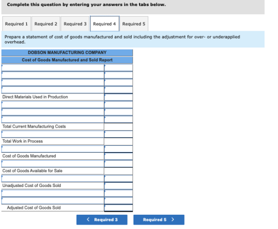 Complete this question by entering your answers in the tabs below. Required 1 Required 2 Required 3 Required 4 Required 5 Pre
