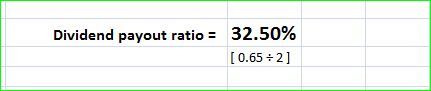 Dividend payout ratio = 32.50% [ 0.65 +2]