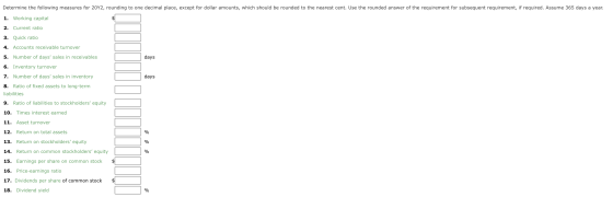 Determine the following measures for 20Y2, rounding to one decimal place, except for dollar amounts, which should be rounded