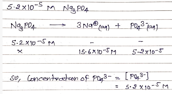 5.2x10-5 M Naz POA Na Po 3 N90 (aq) + Pop 3 jag) 5.2090-5M 15.6x10-5M 5.9x10-5 se concentration of P023-= [P043-) = 5.2 410-5