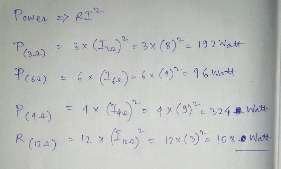 Power & RI Por = 3x (132) ² = 3x (8)2 & 192 Watt P (62) – 6x (162) = 6+ (1)2 = 96 Watt Pear) – 4 x (Thr) - 4X (9) 7 = 324 ..