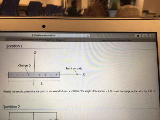 슬 loncapa.science.oit.ca Question 1 Charge Q Point on axis What is the electric potential at the point on the axis which is a